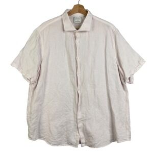 Baird Mcnutt Murano XL Pink Short Sleeve Shirt Button down Linen Blend‎ Top